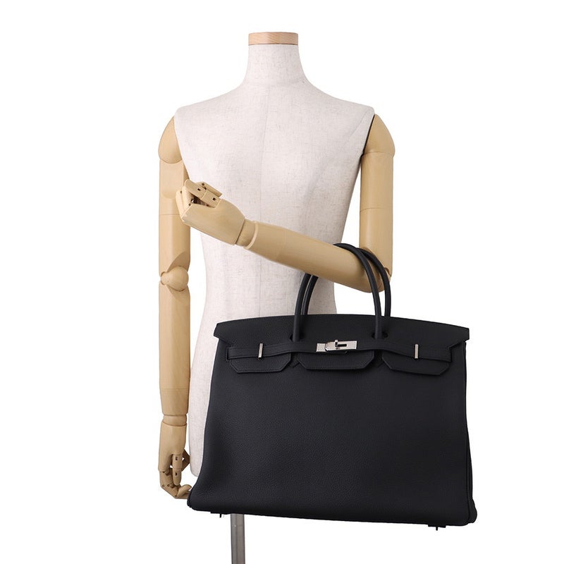 エルメス バーキン40 ブラック/シルバー金具 トゴ Y刻印 HERMES ハンドバッグ 黒