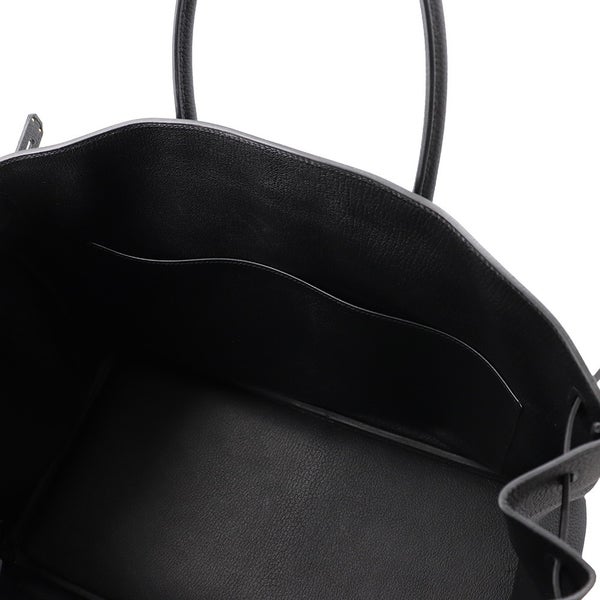 エルメス バーキン40 ブラック/シルバー金具 トゴ Y刻印 HERMES ハンドバッグ 黒