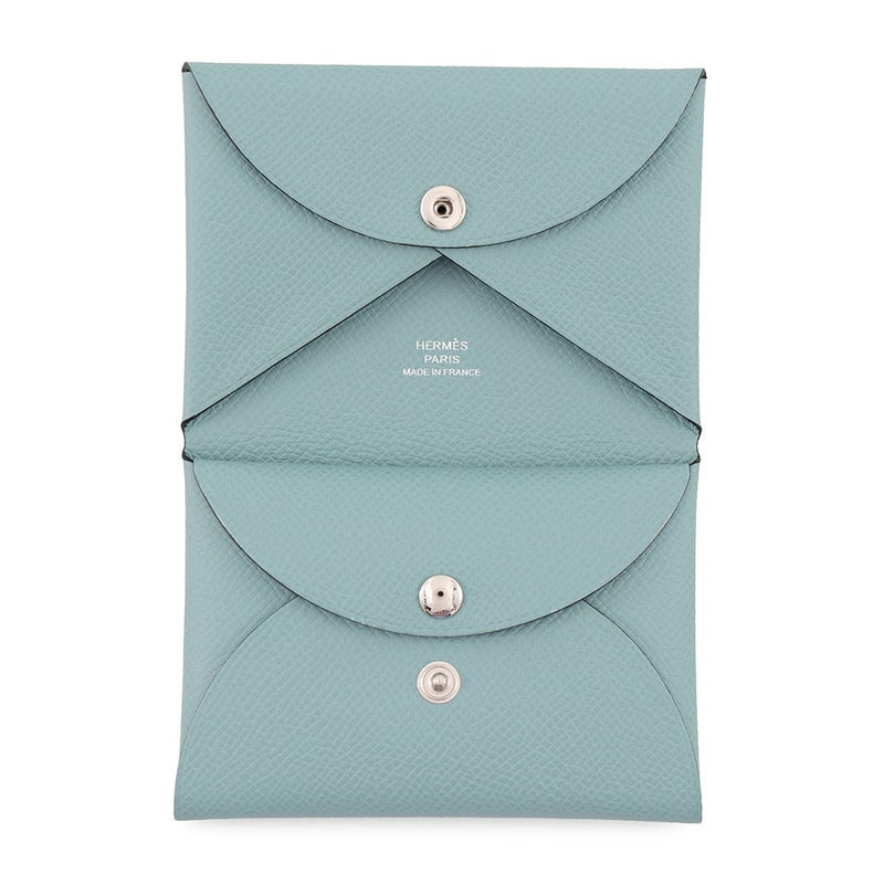 エルメス コインケース カルヴィ デュオ シエル/シルバー金具 エプソン G刻印 HERMES 財布