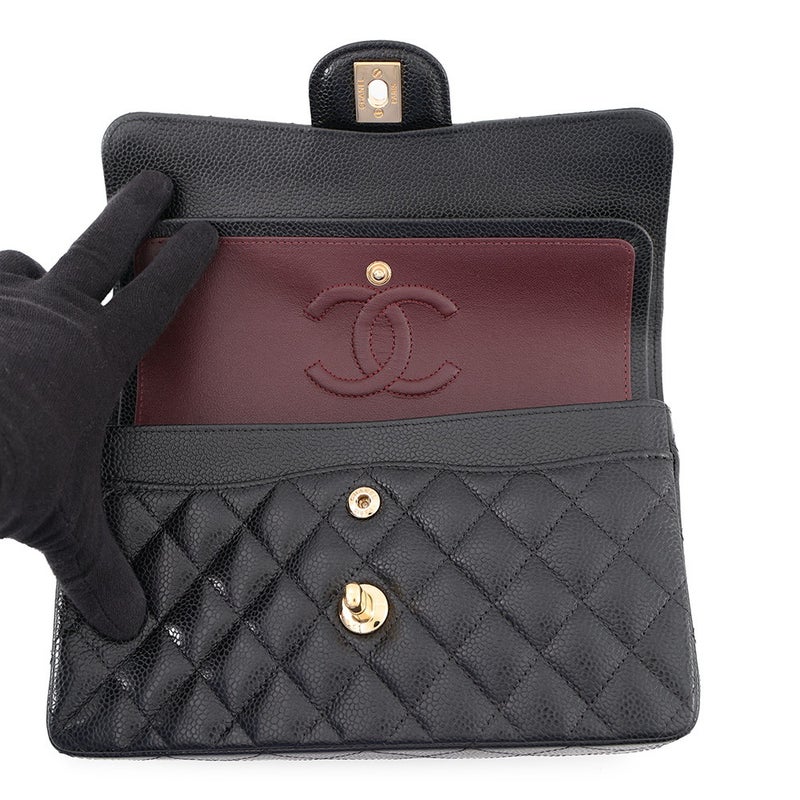 シャネル チェーンショルダーバッグ クラシック マトラッセ23 ココマーク キャビアスキン A01113 CHANEL 黒