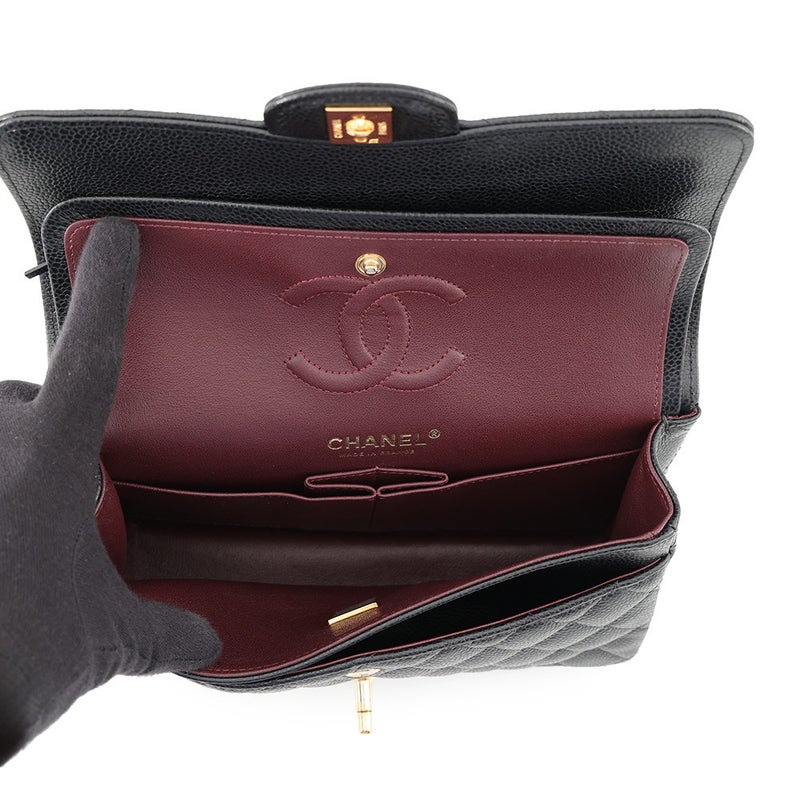 シャネル チェーンショルダーバッグ クラシック マトラッセ23 ココマーク キャビアスキン A01113 CHANEL 黒