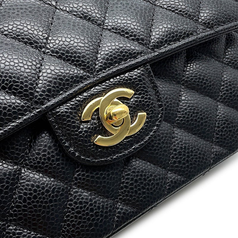 シャネル チェーンショルダーバッグ クラシック マトラッセ23 ココマーク キャビアスキン A01113 CHANEL 黒