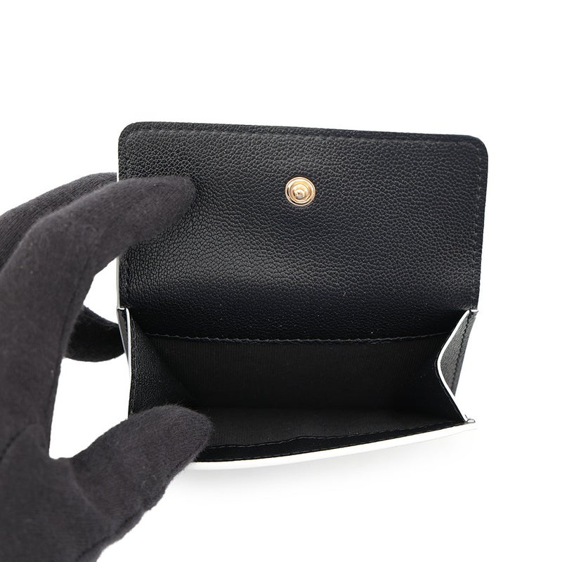 シャネル 三つ折り財布 ココマーク ラムスキン コンパクトウォレット CHANEL 財布 黒