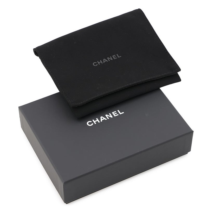 シャネル 三つ折り財布 ココマーク ラムスキン コンパクトウォレット CHANEL 財布 黒