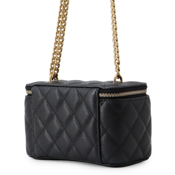 シャネル チェーンショルダーバッグ マトラッセ ココマーク バニティバッグ キャビアスキン AP3204 CHANEL 黒