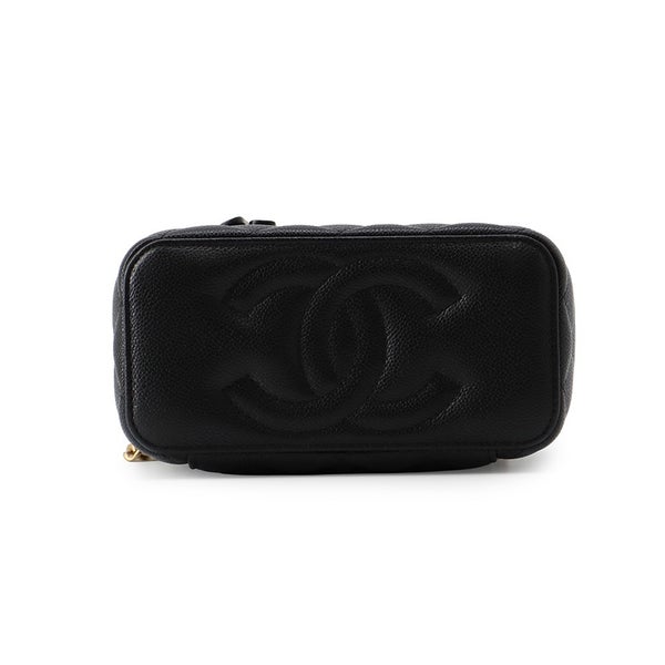 シャネル チェーンショルダーバッグ マトラッセ ココマーク バニティバッグ キャビアスキン AP3204 CHANEL 黒