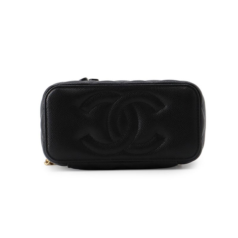 シャネル チェーンショルダーバッグ マトラッセ ココマーク バニティバッグ キャビアスキン AP3204 CHANEL 黒