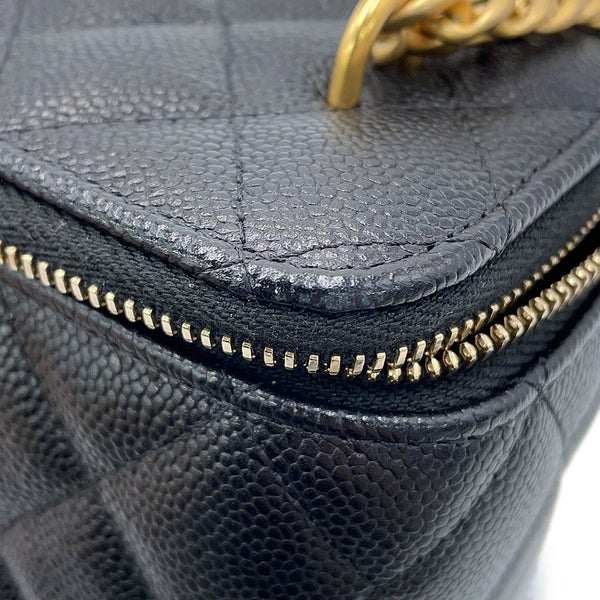 シャネル チェーンショルダーバッグ マトラッセ ココマーク バニティバッグ キャビアスキン AP3204 CHANEL 黒