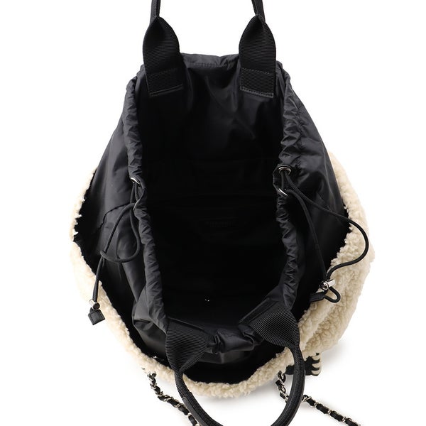 シャネル トートバッグ マトラッセ ココマーク ボア 巾着トート ムートン ナイロン CHANEL 2way