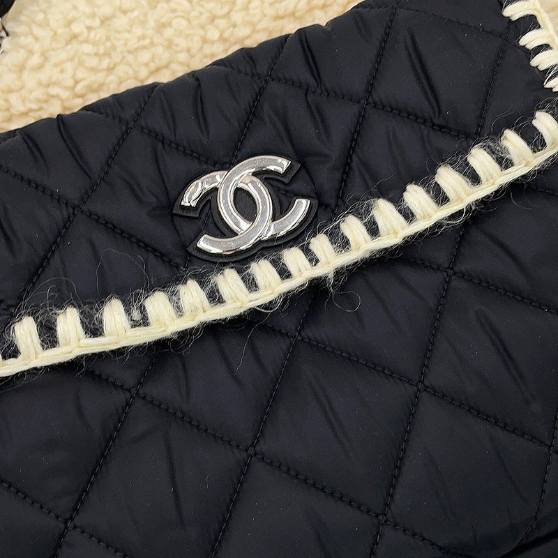 シャネル トートバッグ マトラッセ ココマーク ボア 巾着トート ムートン ナイロン CHANEL 2way