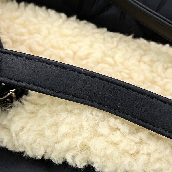 シャネル トートバッグ マトラッセ ココマーク ボア 巾着トート ムートン ナイロン CHANEL 2way