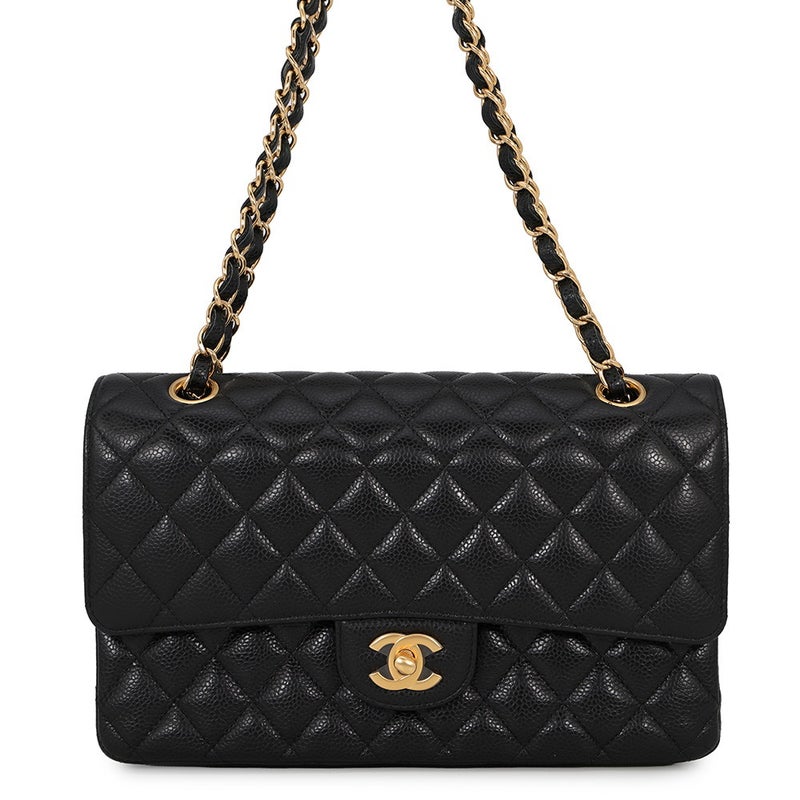 シャネル チェーンショルダーバッグ マトラッセ25 ココマーク キャビアスキン ダブルチェーン A01112 CHANEL 黒