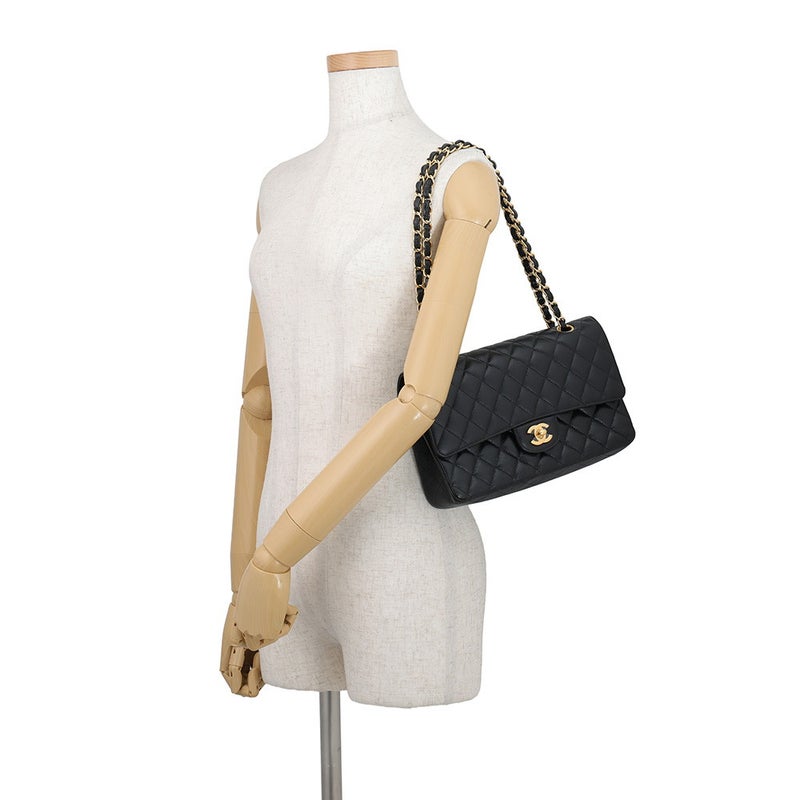 シャネル チェーンショルダーバッグ マトラッセ25 ココマーク キャビアスキン ダブルチェーン A01112 CHANEL 黒
