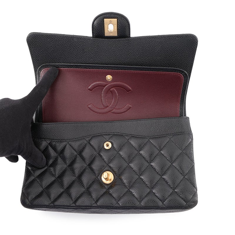 シャネル チェーンショルダーバッグ マトラッセ25 ココマーク キャビアスキン ダブルチェーン A01112 CHANEL 黒