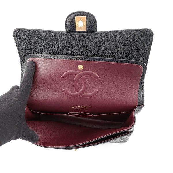 シャネル チェーンショルダーバッグ マトラッセ25 ココマーク キャビアスキン ダブルチェーン A01112 CHANEL 黒