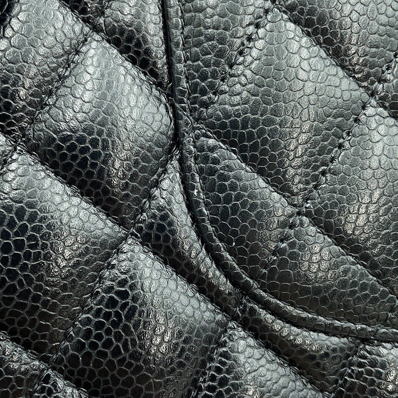 シャネル チェーンショルダーバッグ マトラッセ25 ココマーク キャビアスキン ダブルチェーン A01112 CHANEL 黒