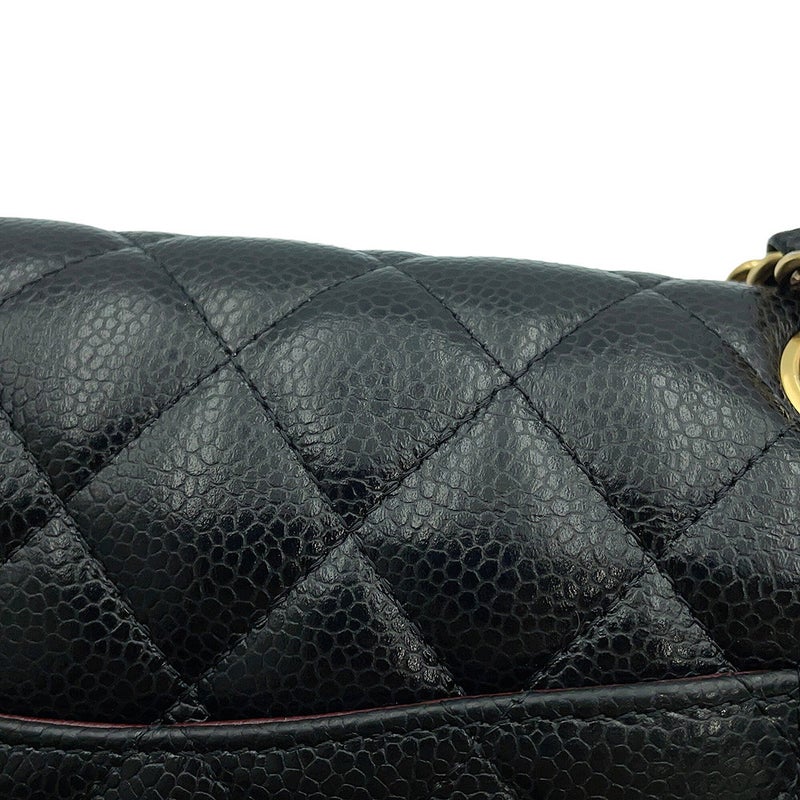 シャネル チェーンショルダーバッグ マトラッセ25 ココマーク キャビアスキン ダブルチェーン A01112 CHANEL 黒