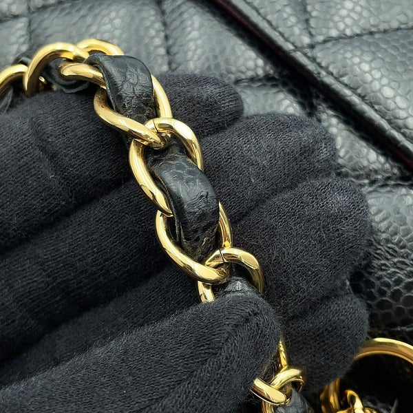 シャネル チェーンショルダーバッグ マトラッセ25 ココマーク キャビアスキン ダブルチェーン A01112 CHANEL 黒