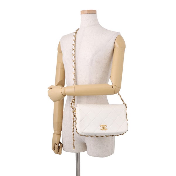 シャネル チェーンショルダーバッグ マトラッセ ココマーク ラムスキン AS4451 CHANEL 白