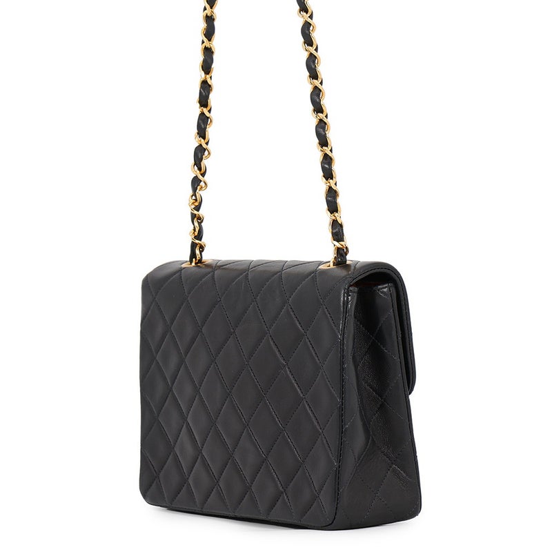 シャネル チェーンショルダーバッグ マトラッセ20 ココマーク ミニ ラムスキン A01163 CHANEL シングルチェーン 黒