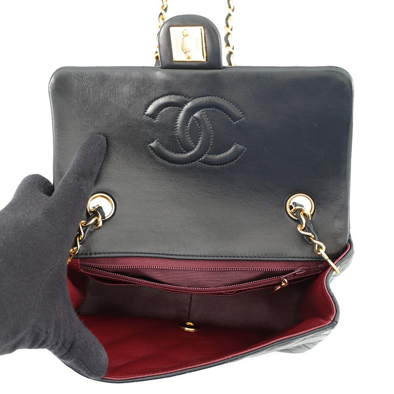 シャネル チェーンショルダーバッグ マトラッセ20 ココマーク ミニ ラムスキン A01163 CHANEL シングルチェーン 黒