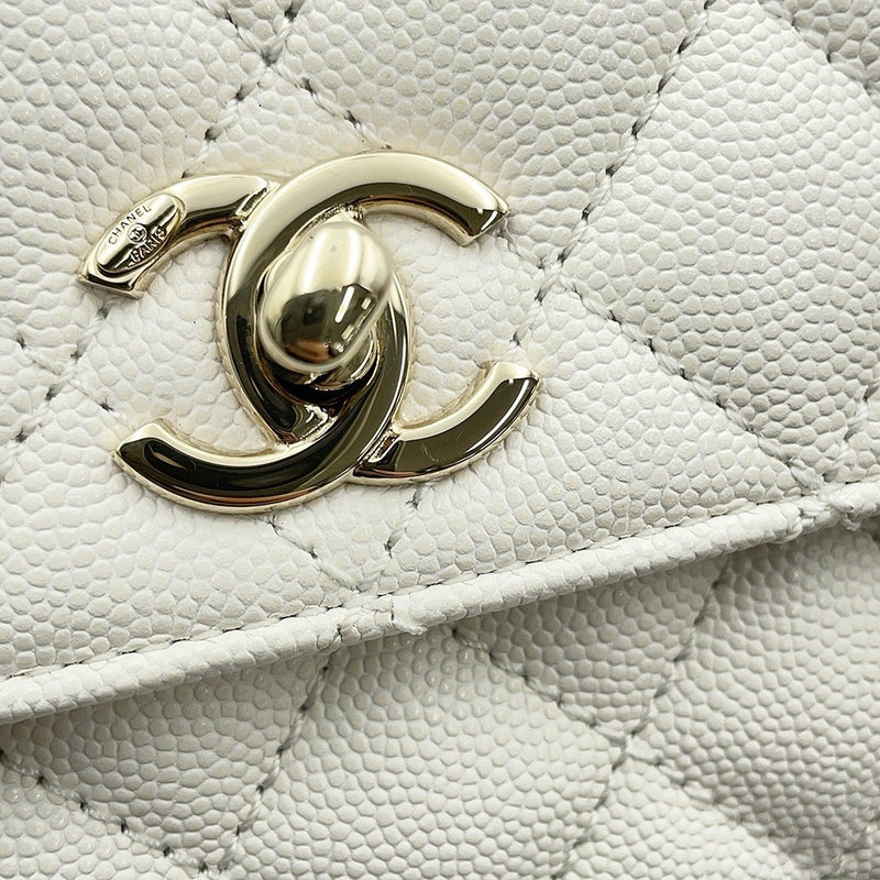 シャネル ハンドバッグ マトラッセ ココマーク ココハンドル キャビアスキン A92990 CHANEL 2wayショルダーバッグ 白