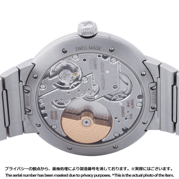 ルイヴィトン タンブール オートマティック スティール ブルー W1ST20 LOUIS VUITTON 腕時計 ブルー文字盤