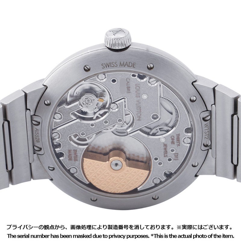ルイヴィトン タンブール オートマティック スティール ブルー W1ST20 LOUIS VUITTON 腕時計 ブルー文字盤