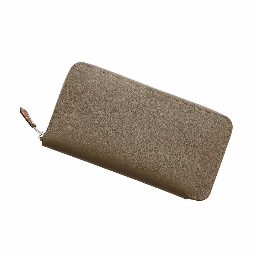 エルメス 長財布 アザップロング シルクイン エトゥープ⁄シルバー金具
