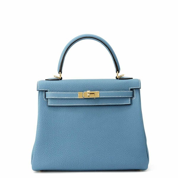 エルメス ハンドバッグ ケリー25 内縫い ニューブルージーン/ゴールド金具 トゴ W刻印 HERMES Kelly 2wayバッグ