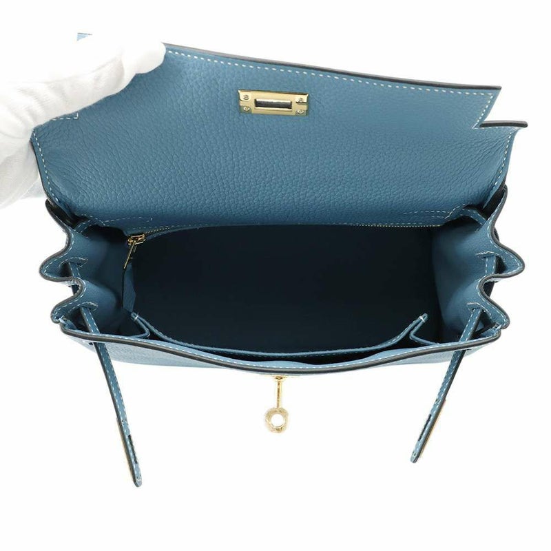 エルメス ハンドバッグ ケリー25 内縫い ニューブルージーン/ゴールド金具 トゴ W刻印 HERMES Kelly 2wayバッグ
