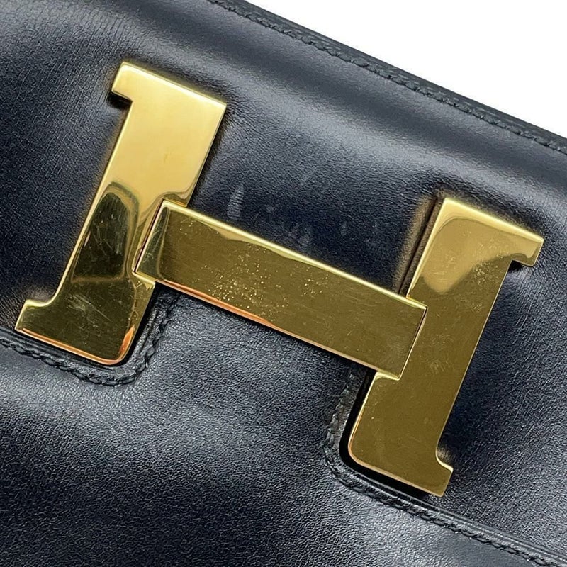 エルメス ショルダーバッグ コンスタンス23 ブラック/ゴールド金具 ボックスカーフ 〇W刻印 黒