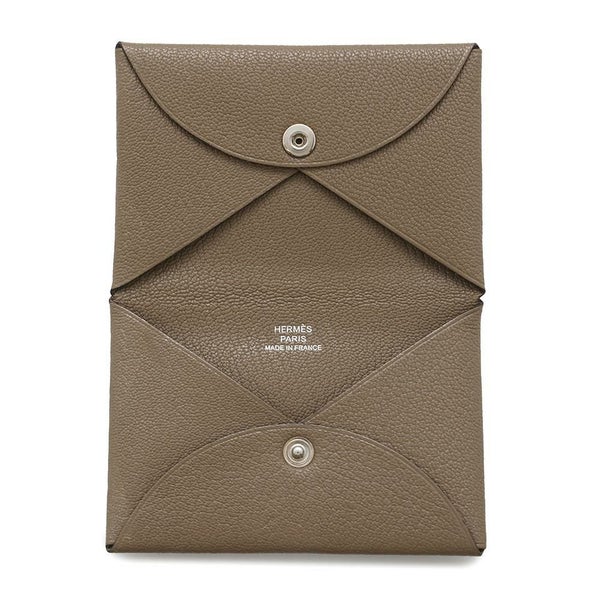 エルメス カードケース カルヴィ エトゥープ エプソン B刻印 HERMES 名刺入れ