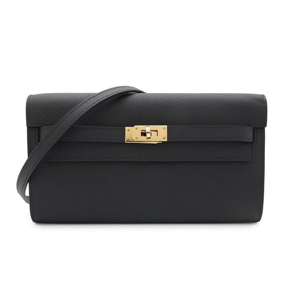 エルメス ケリーウォレット ロング トゥーゴー ブラック/ゴールド金具 エプソン B刻印 HERMES 黒