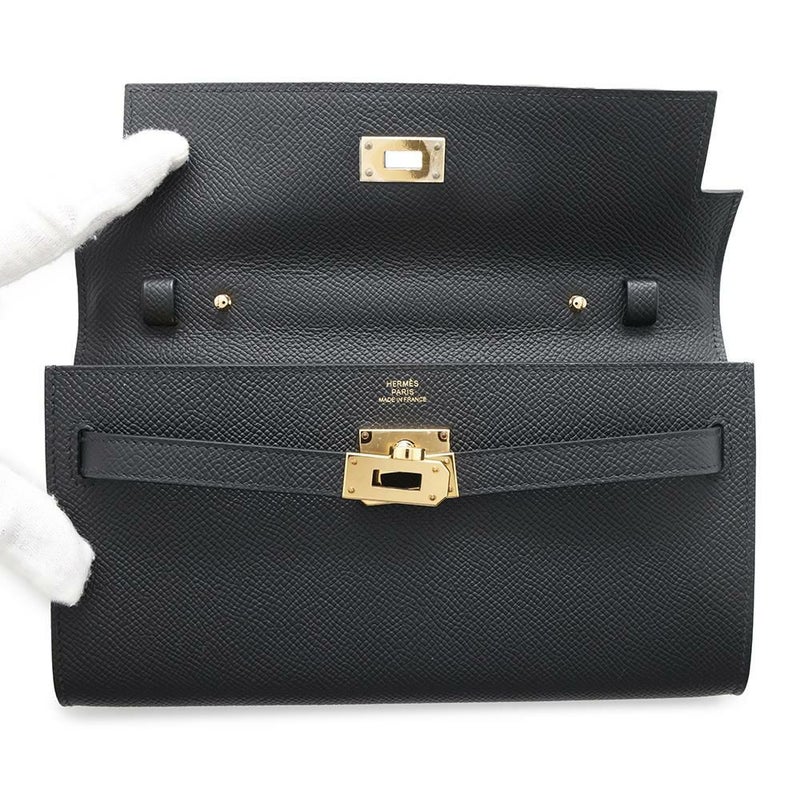 エルメス ケリーウォレット ロング トゥーゴー ブラック/ゴールド金具 エプソン B刻印 HERMES 黒