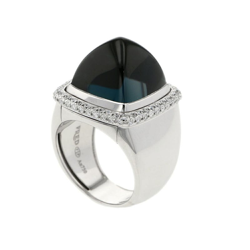 フレッド リング パン ドゥ スークル ラージ ブルーロンドントパーズ 18.5ct/ダイヤ 0.65ct/アメシスト/シトリン/シェル K18WG サイズ50