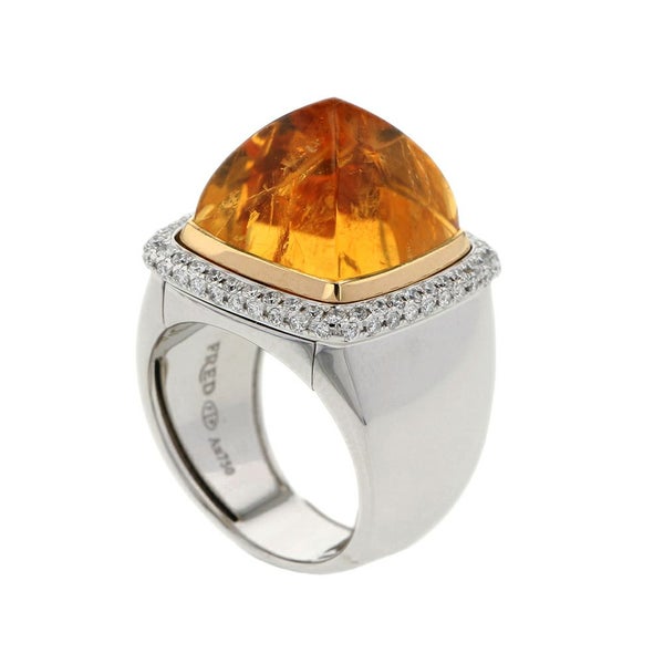 フレッド リング パン ドゥ スークル ラージ ブルーロンドントパーズ 18.5ct/ダイヤ 0.65ct/アメシスト/シトリン/シェル K18WG サイズ50