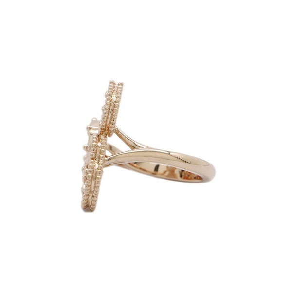 ヴァンクリーフ&アーペル リング ラッキー スプリング アントレ レ ドア リング オニキス カーネリアン マザーオブパール K18PG サイズ55