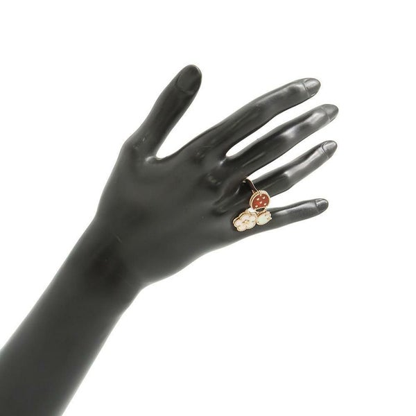 ヴァンクリーフ&アーペル リング ラッキー スプリング アントレ レ ドア リング オニキス カーネリアン マザーオブパール K18PG サイズ55