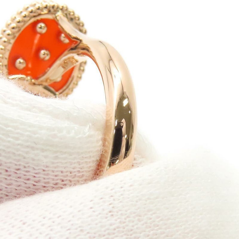 ヴァンクリーフ&アーペル リング ラッキー スプリング アントレ レ ドア リング オニキス カーネリアン マザーオブパール K18PG サイズ55