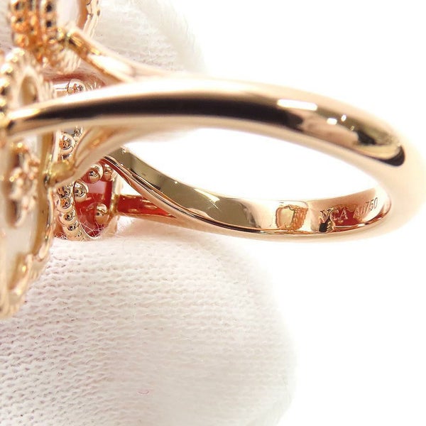 ヴァンクリーフ&アーペル リング ラッキー スプリング アントレ レ ドア リング オニキス カーネリアン マザーオブパール K18PG サイズ55