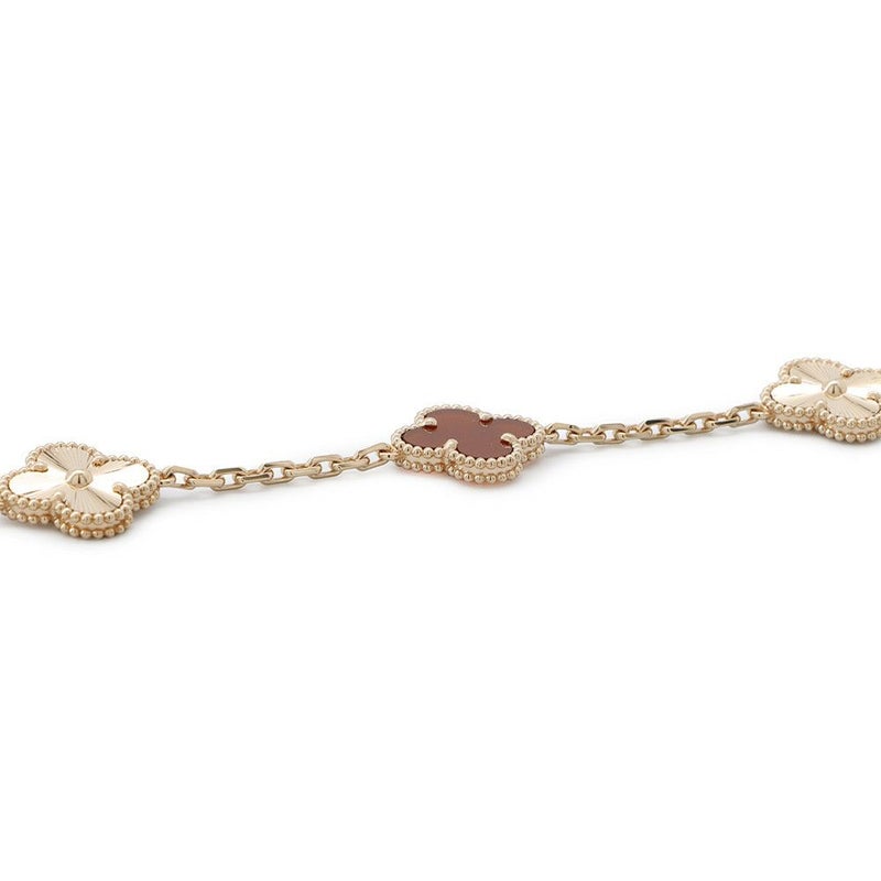 ヴァンクリーフ＆アーペル ブレスレット ヴィンテージ アルハンブラ ブレスレット 5モチーフ カーネリアン ギヨシェ K18PG VCARP7RP00