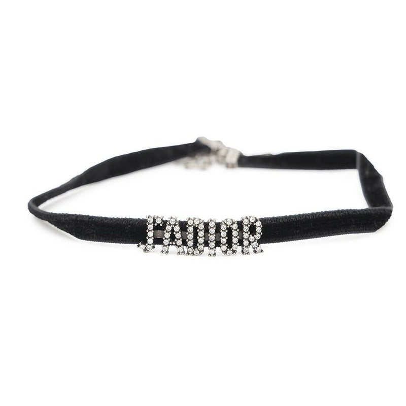 ディオール チョーカー J'ADIOR ラインストーン ベロア メタル Christian Dior ネックレス 黒