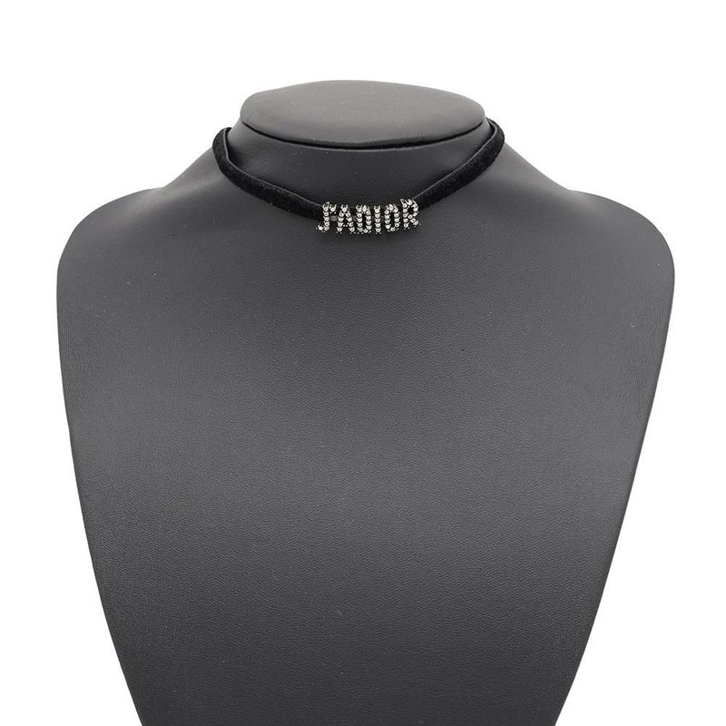 ディオール チョーカー J'ADIOR ラインストーン ベロア メタル Christian Dior ネックレス 黒