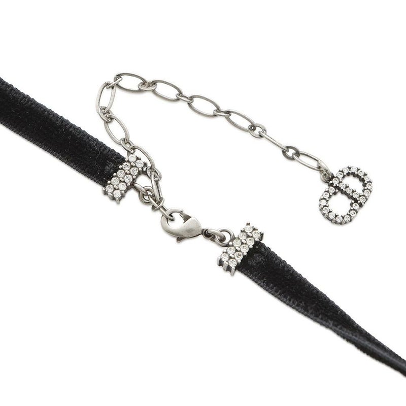 ディオール チョーカー J'ADIOR ラインストーン ベロア メタル Christian Dior ネックレス 黒