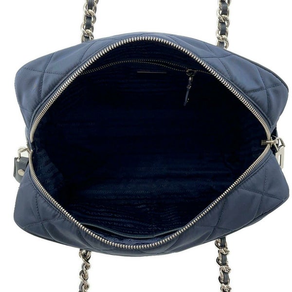 プラダ チェーンショルダーバッグ キルティング ナイロン ブラック 1BB903 PRADA バッグ ネイビー