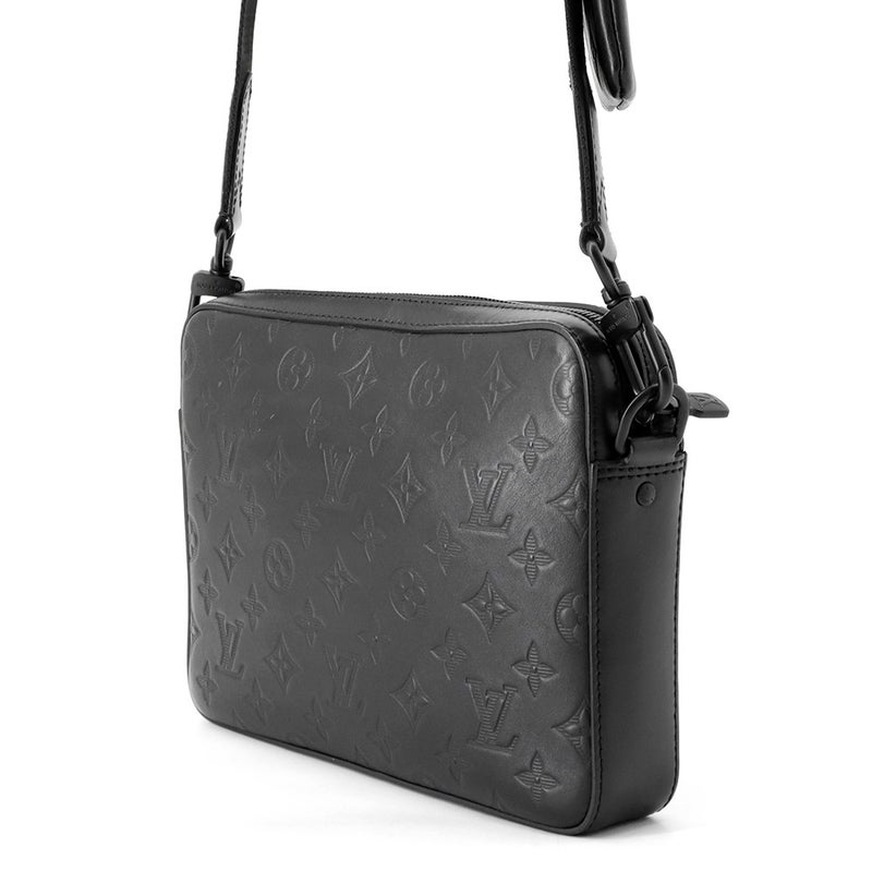 ルイヴィトン ショルダーバッグ モノグラム・シャドウ デュオ・メッセンジャー M69827 LOUIS VUITTON 黒 ブラック