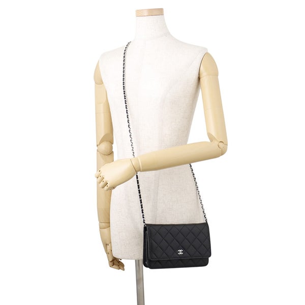 シャネル チェーンウォレット クラシック マトラッセ ココマーク キャビアスキン AP0250 CHANEL 財布 黒