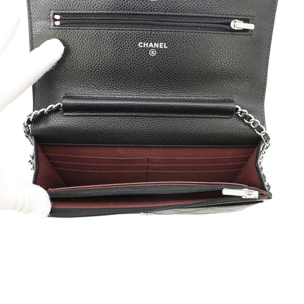 シャネル チェーンウォレット クラシック マトラッセ ココマーク キャビアスキン AP0250 CHANEL 財布 黒