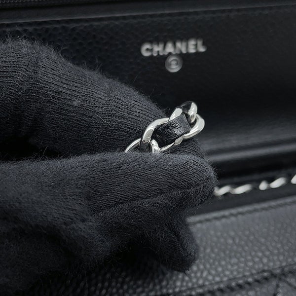 シャネル チェーンウォレット クラシック マトラッセ ココマーク キャビアスキン AP0250 CHANEL 財布 黒